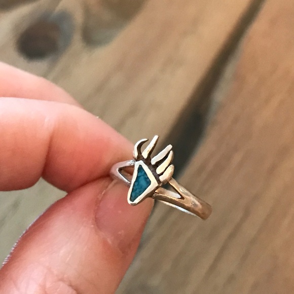 Navajo Turquoise Bear Claw Sterling Silver925 Ring - Picture 3 of 4